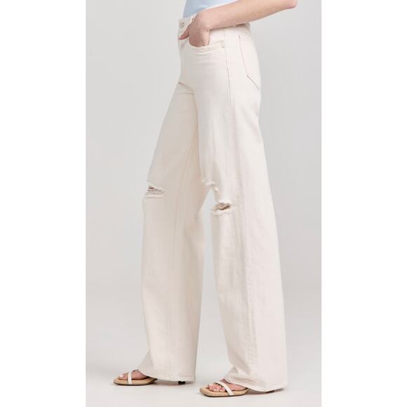 NWT Mother Superior Down Low Spinner Heel Natural Acts Cream Wide Leg Jean 26 - Picture 3 of 16